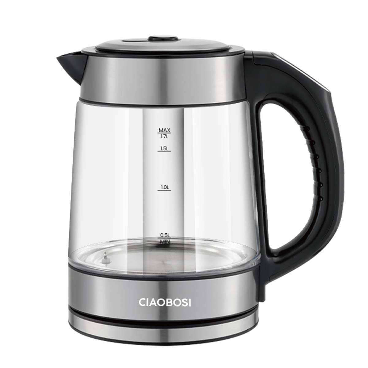 Bouilloire Électrique 1.7L 2000W Verre Borosilicate avec Réglage de Température-0