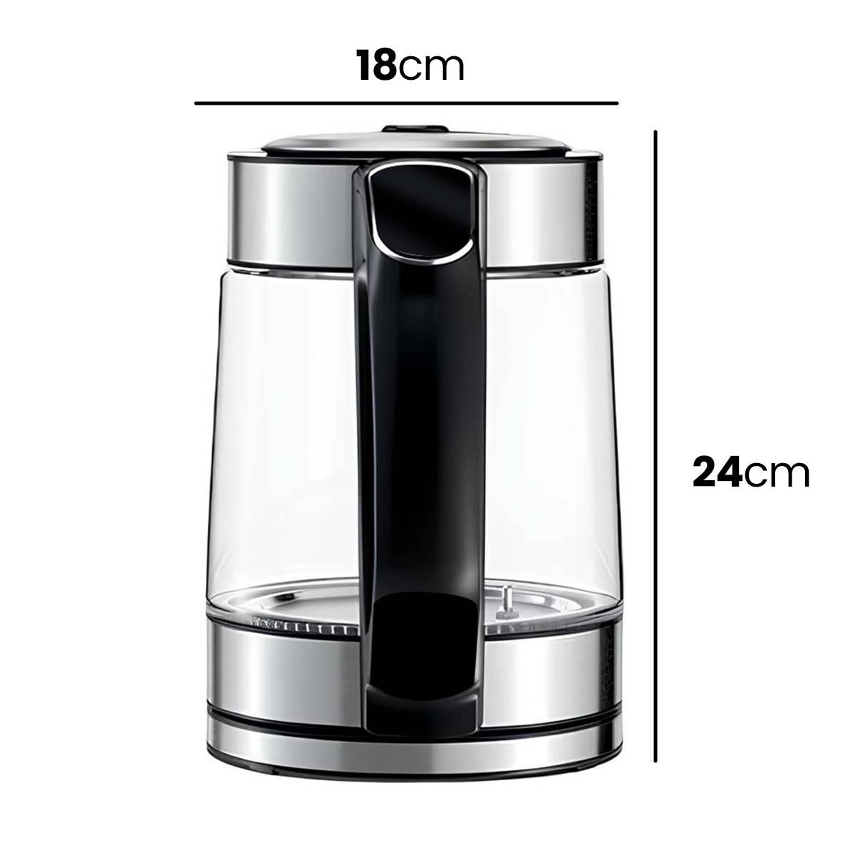 Bouilloire Électrique 1.7L 2000W Verre Borosilicate avec Réglage de Température-3