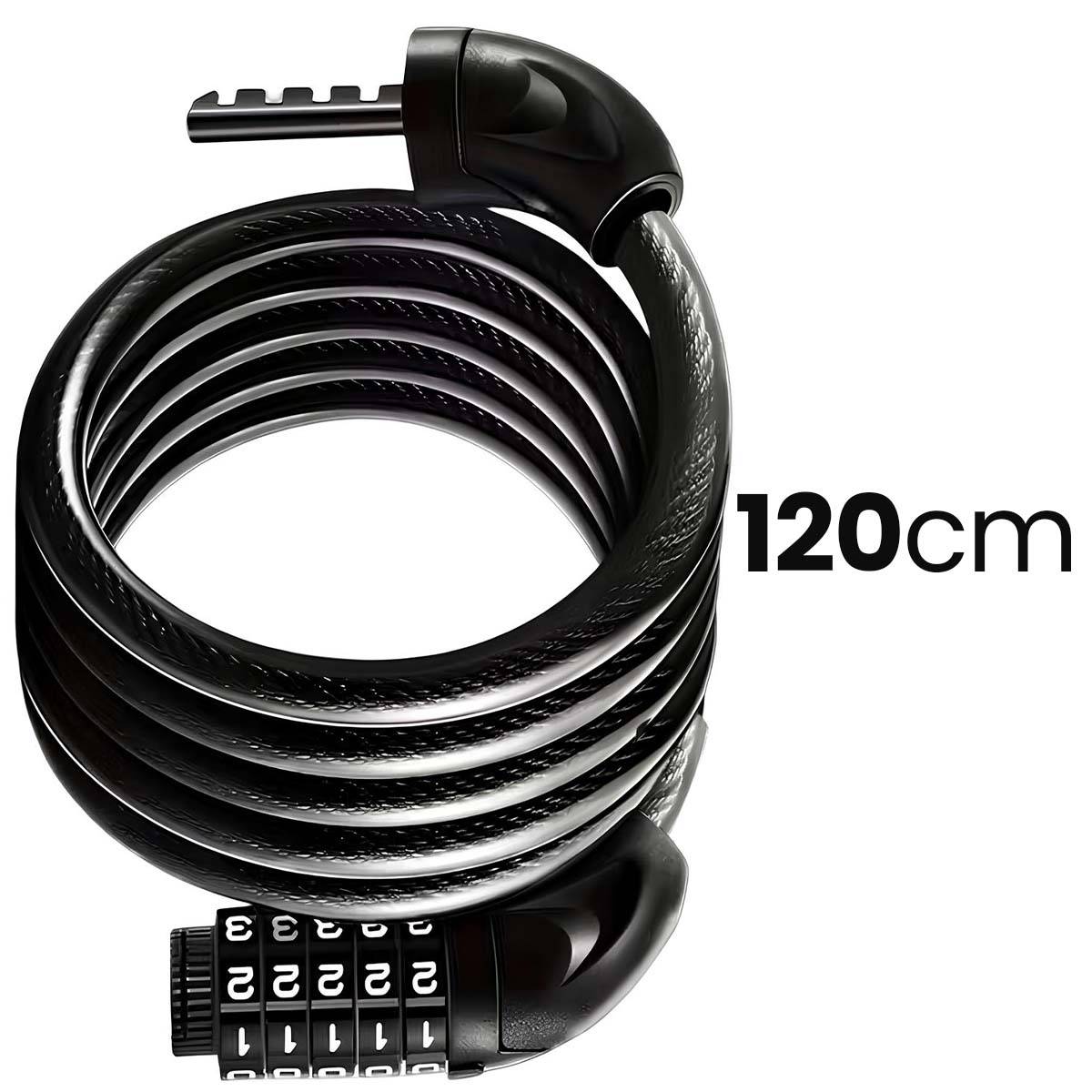 Antivol Câble Spirale à Combinaison 5 chiffres 120cm avec Tête en Fer-4