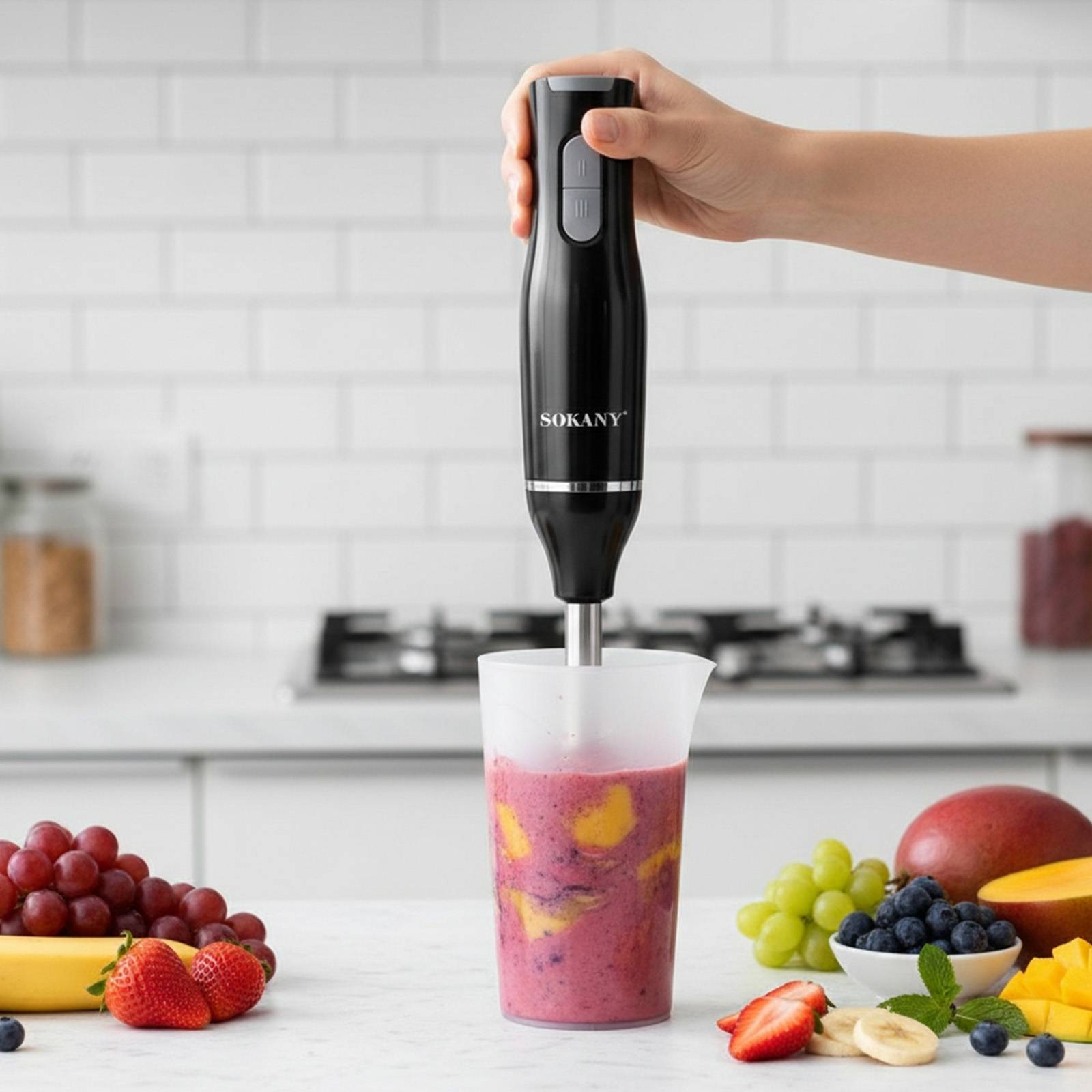Mixeur Plongeant 400W à 2 Vitesses Inoxydable avec Gobelet-1