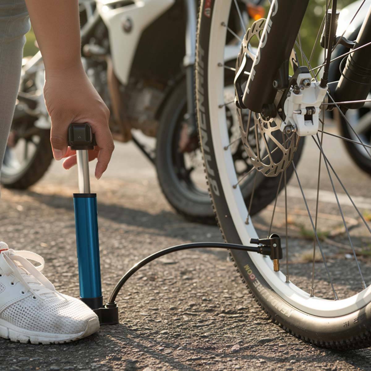 Pompe à Main Compacte 21.5cm en Aluminium pour Vélo, Moto et Voiture-2