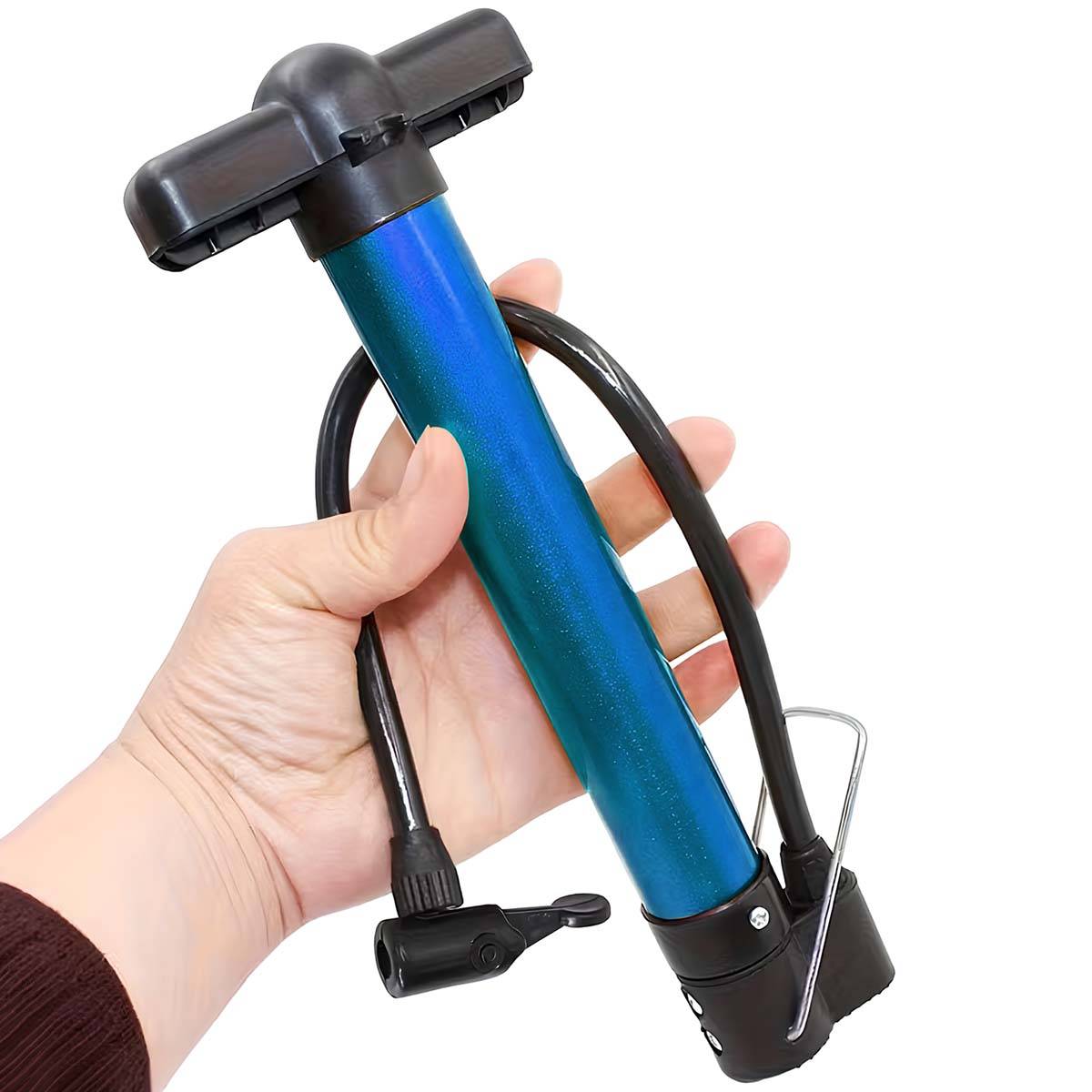 Pompe à Main Compacte 21.5cm en Aluminium pour Vélo, Moto et Voiture-4