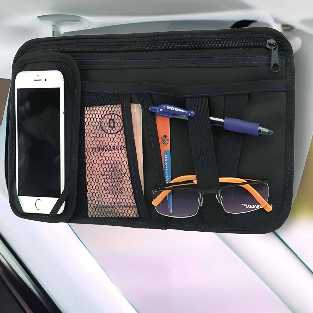 Organisateur de Rangement pour Pare-soleil de Voiture 6 Compartiments-3