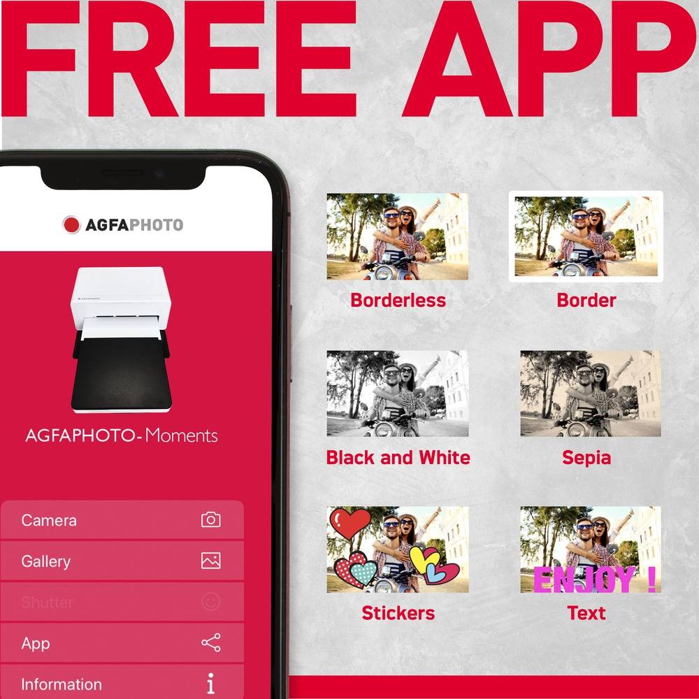 AGFAPHOTO Realipix Moments AMO46 - Imprimante Photo Smartphone 10x15 cm, Bluetooth pour Apple/Android, Sublimation Ther-4