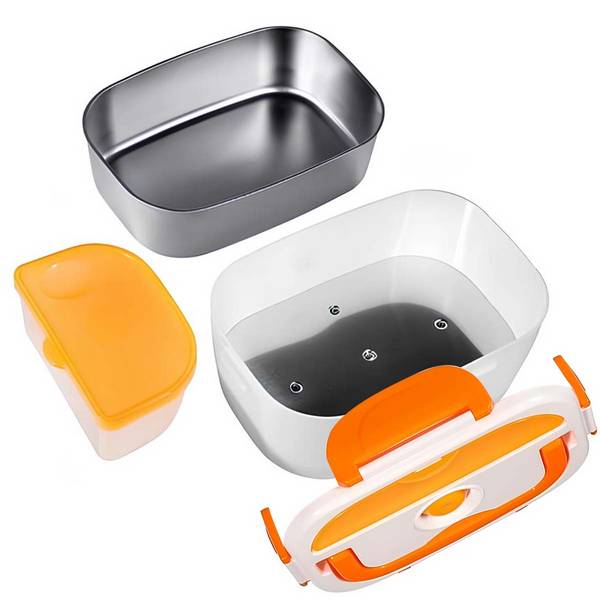 Chauffe-Repas Électrique Portable 1,5 L avec Bol Inox Amovible Hermétique