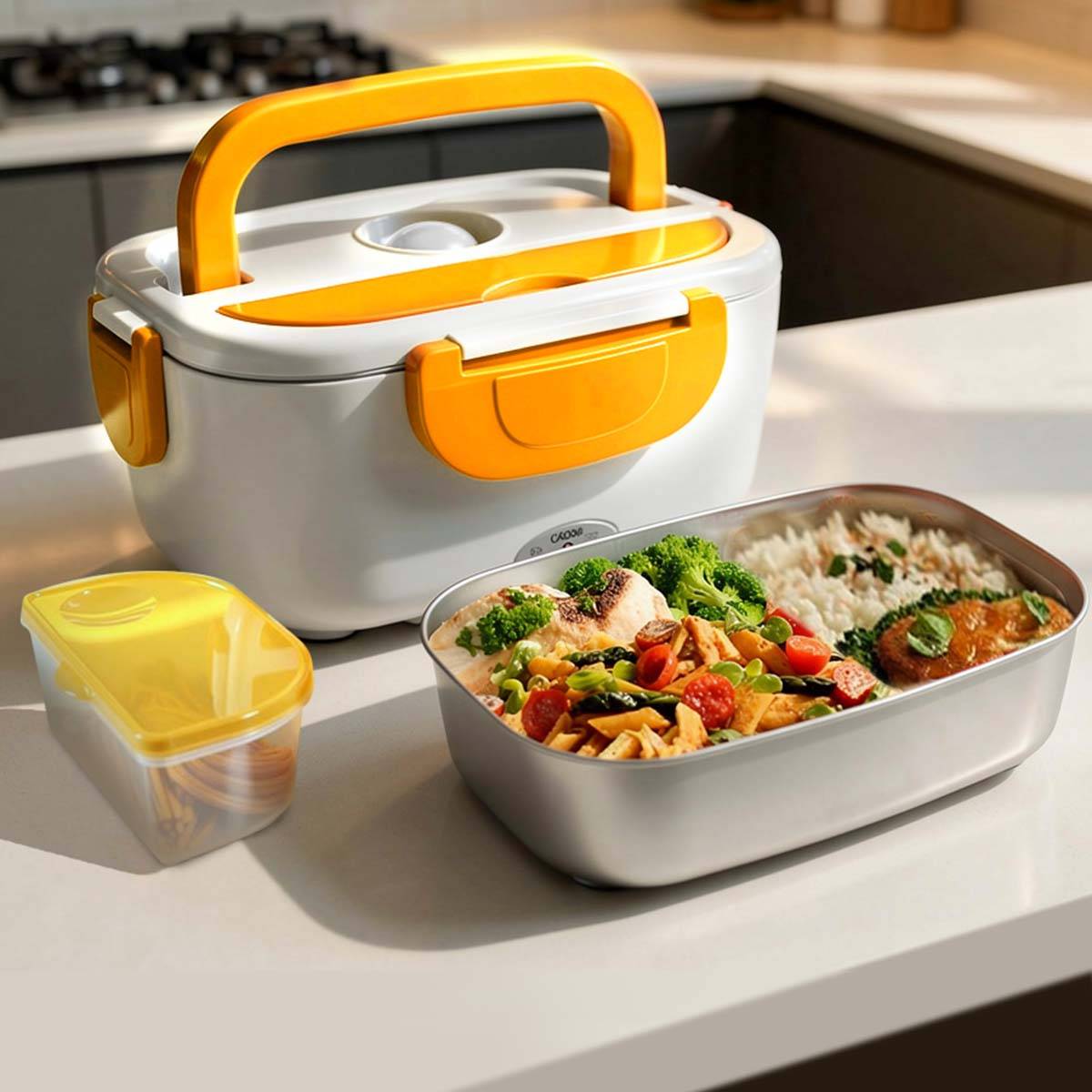 Chauffe-Repas Électrique Portable 1,5 L avec Bol Inox Amovible Hermétique-2