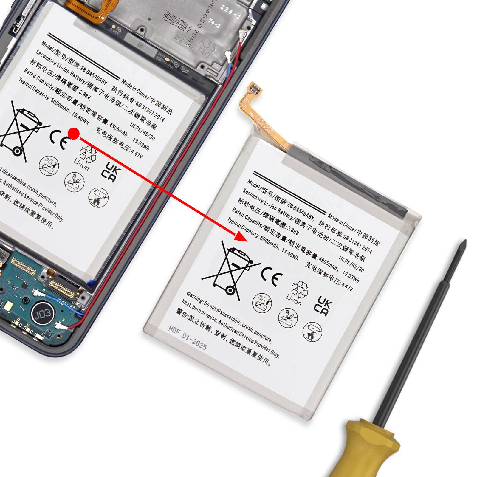 Batterie de Remplacement pour Galaxy A55 / A54 / A35 / A34 Li-ion 5000mAh-2