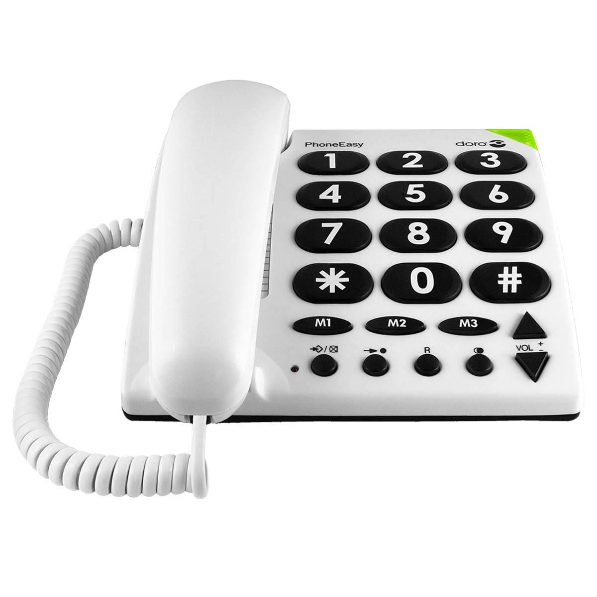 Téléphone Fixe Grosses Touches avec Mémoire Directe PhoneEasy 311C-0
