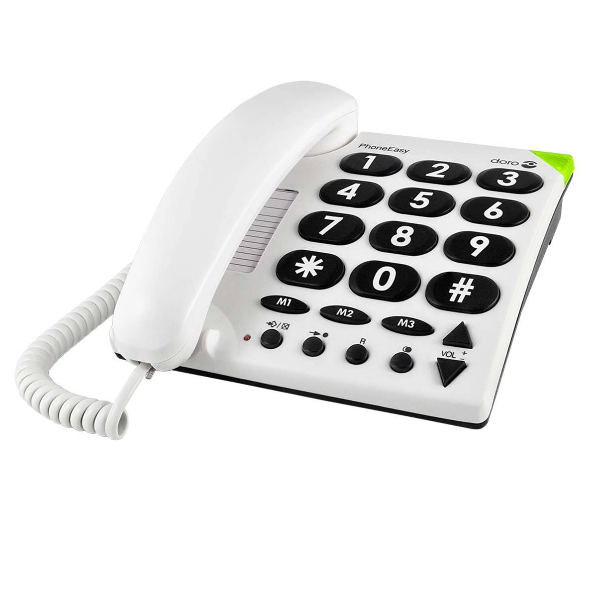 Téléphone Fixe Grosses Touches avec Mémoire Directe PhoneEasy 311C-3