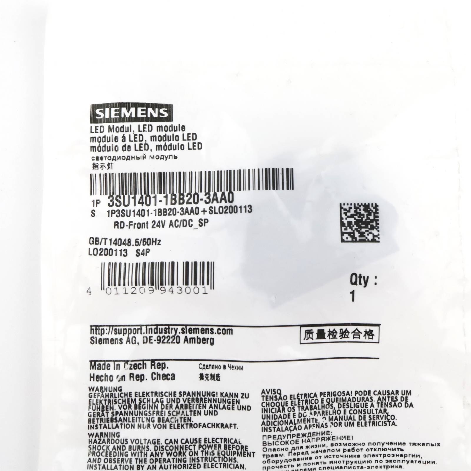 Elément LED Siemens SIRIUS ACT 3SU1401-1BB20-3AA0-1