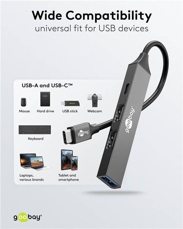 Hub USB 4 ports Goobay Slim, USB-C™ vers USB-C™/USB-A, USB 3.2 - prise USB-C™ > 1x prise USB-A (USB 3.2), 1x prise...-5