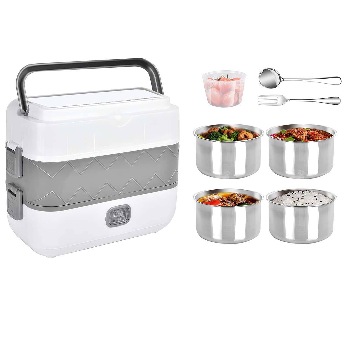 Chauffe-Repas Électrique 2 L Double Couche avec Bols Inox Amovibles-1