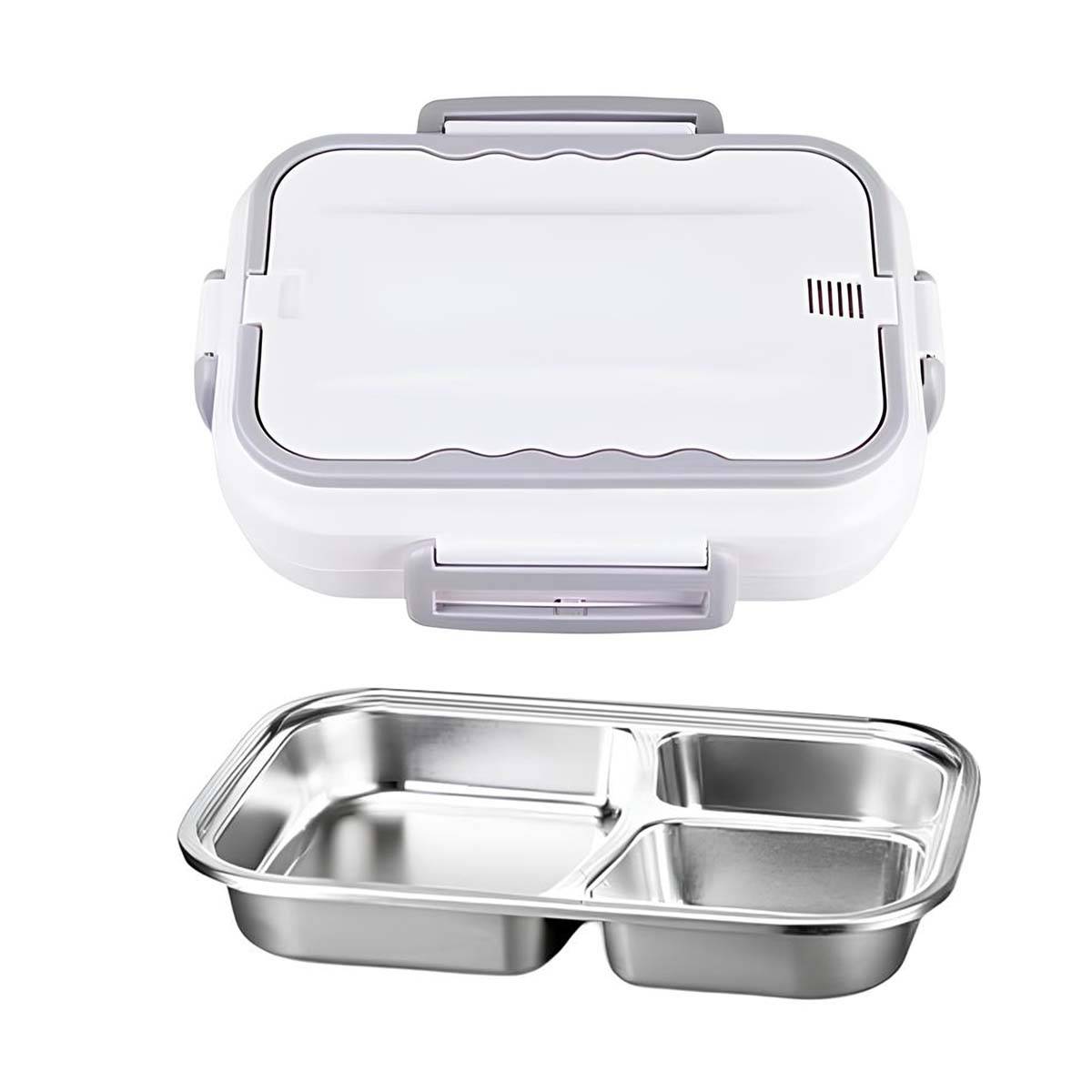 Chauffe-Repas Électrique Portable 1,5 L avec Plateau Inox Compartimenté-0
