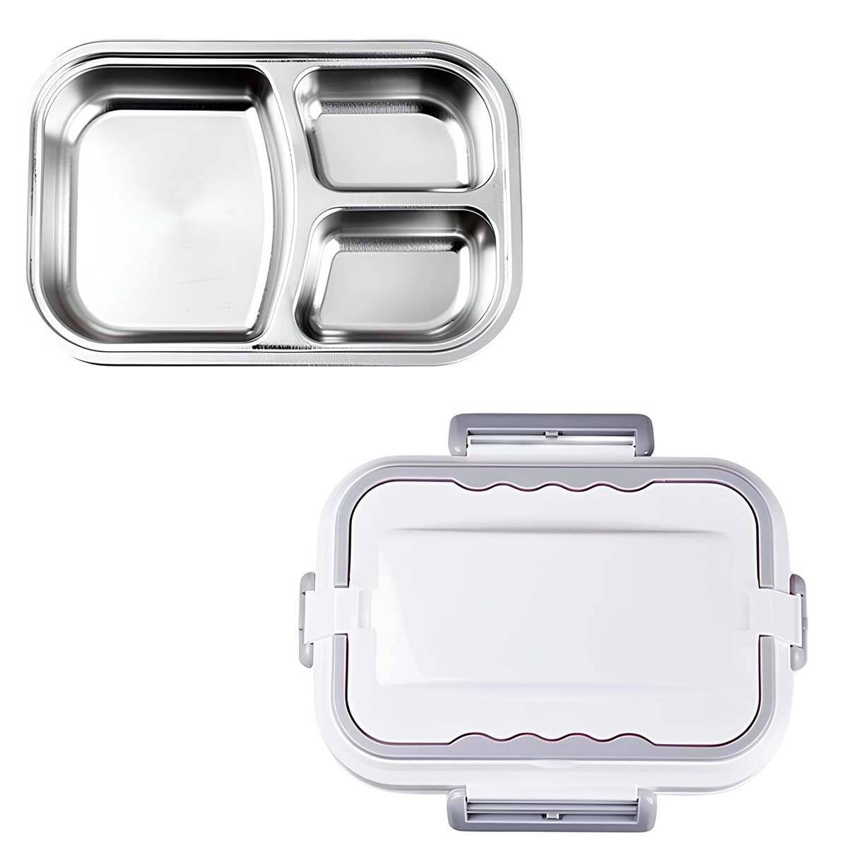 Chauffe-Repas Électrique Portable 1,5 L avec Plateau Inox Compartimenté-3