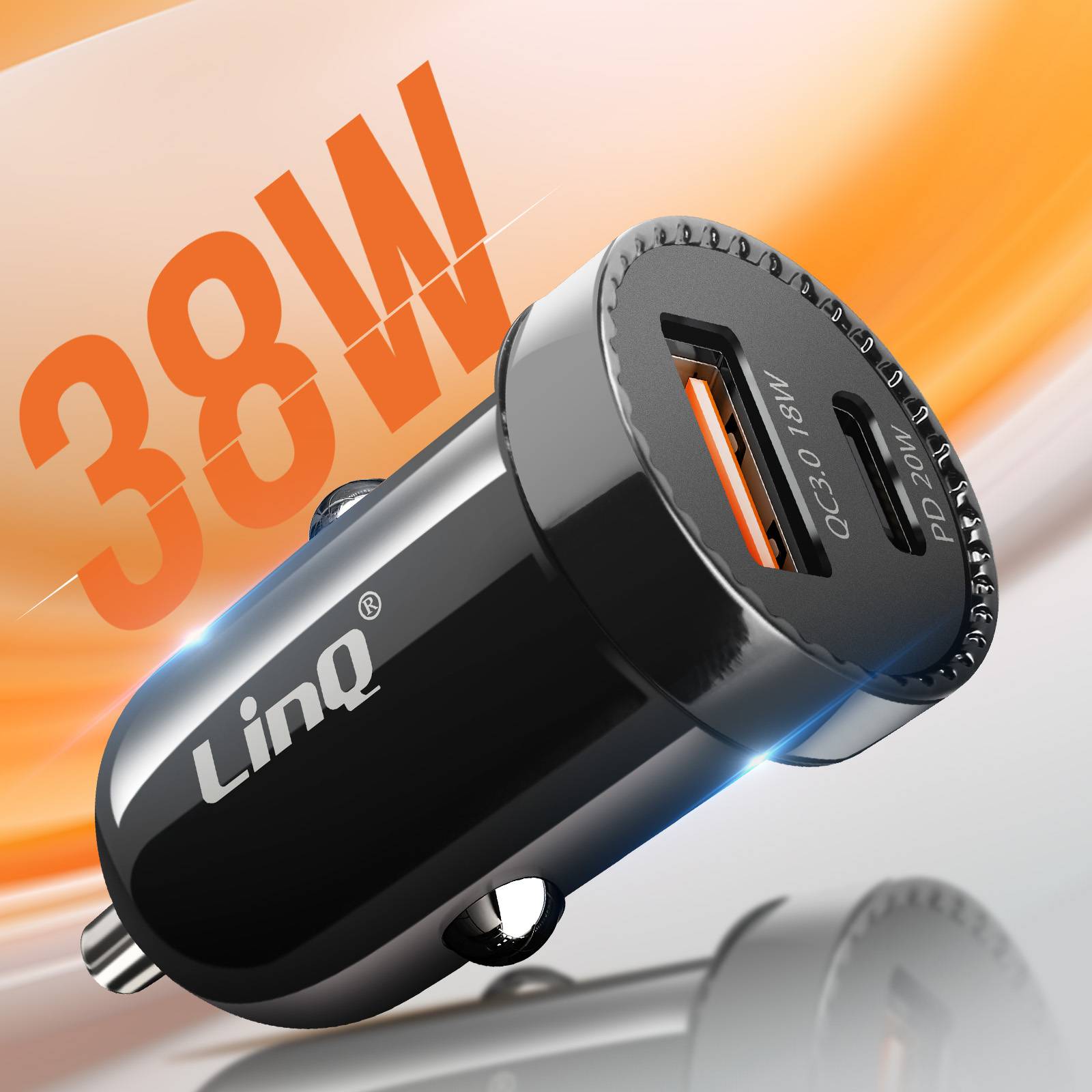 Chargeur Allume-Cigare Voiture 38 W Power Delivery + USB Quick Charge-2