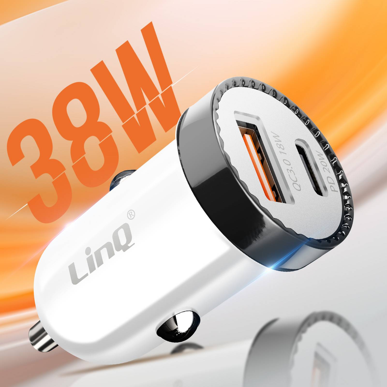 Chargeur Allume-Cigare Voiture 38 W Power Delivery + USB Quick Charge-2