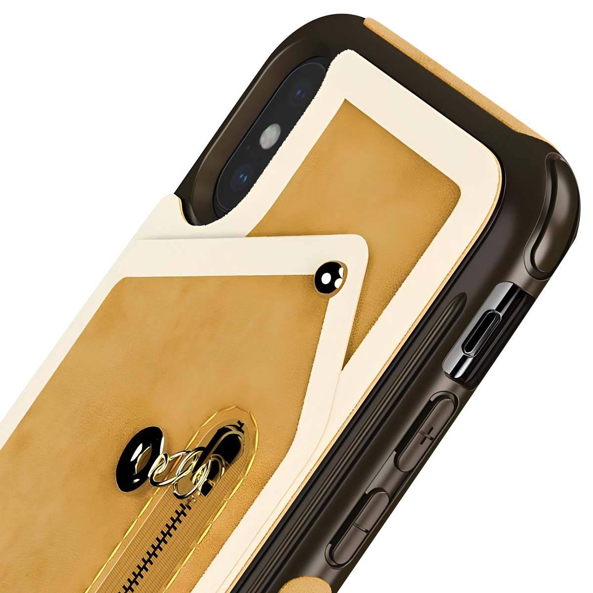 Coque Portefeuille pour iPhone X avec Poche Zippée et Protection d'Écran-2