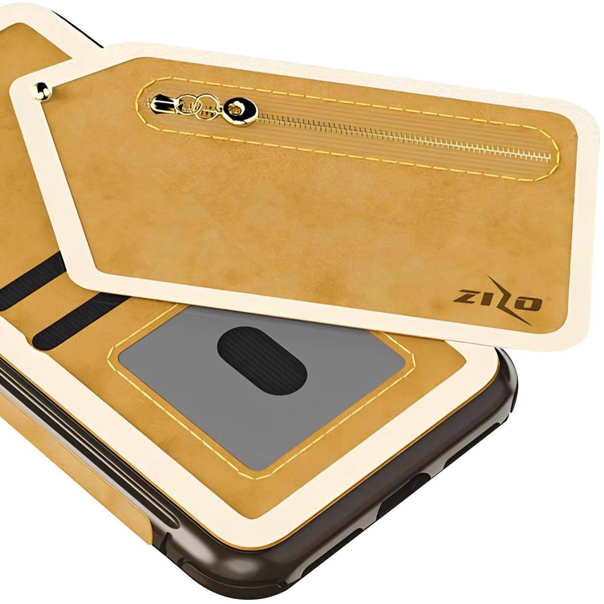 Coque Portefeuille pour iPhone X avec Poche Zippée et Protection d'Écran-3