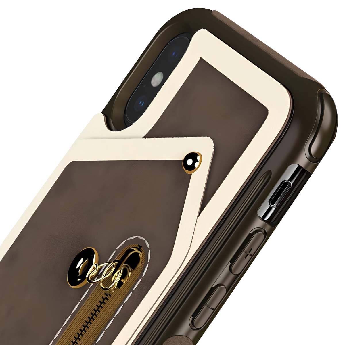 Coque Portefeuille pour iPhone X avec Poche Zippée et Protection d'Écran-2