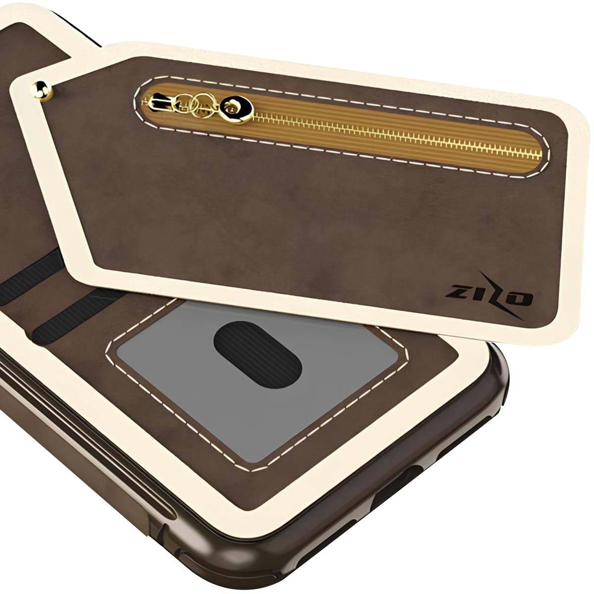 Coque Portefeuille pour iPhone X avec Poche Zippée et Protection d'Écran-3