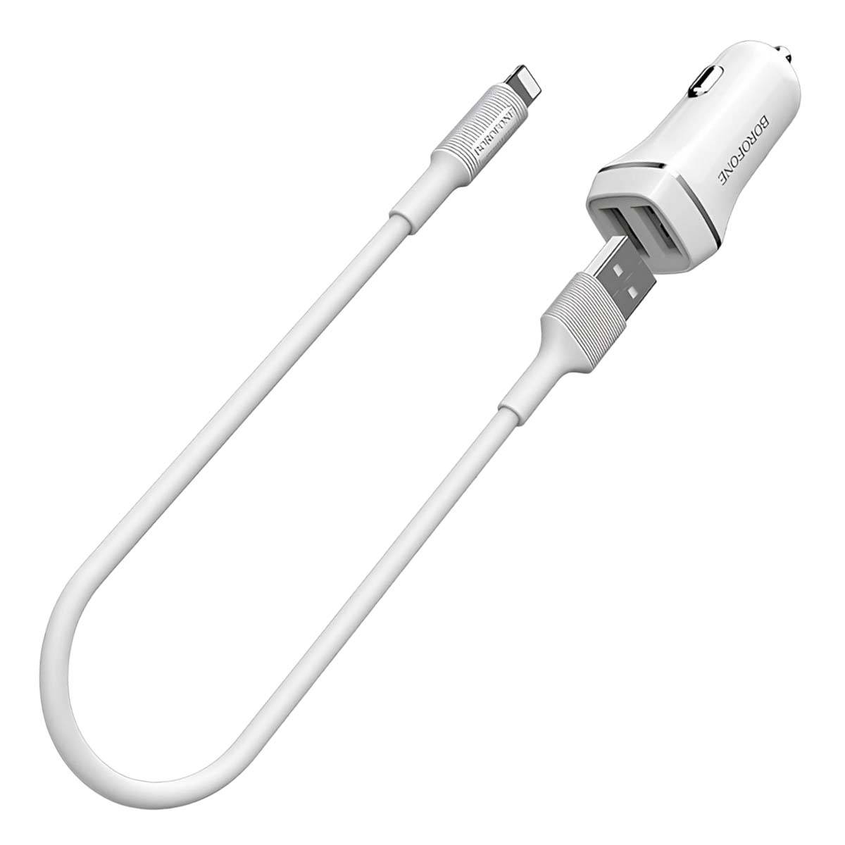Chargeur Voiture avec 2 ports USB-A + Câble Lightning Charge Rapide-0