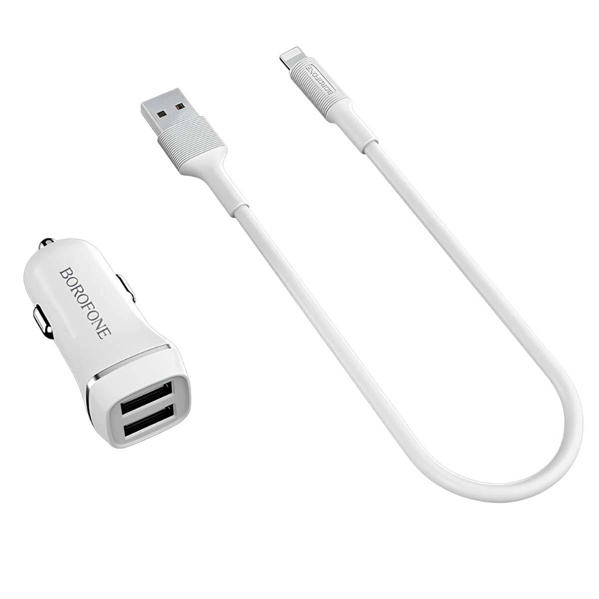 Chargeur Voiture avec 2 ports USB-A + Câble Lightning Charge Rapide-1