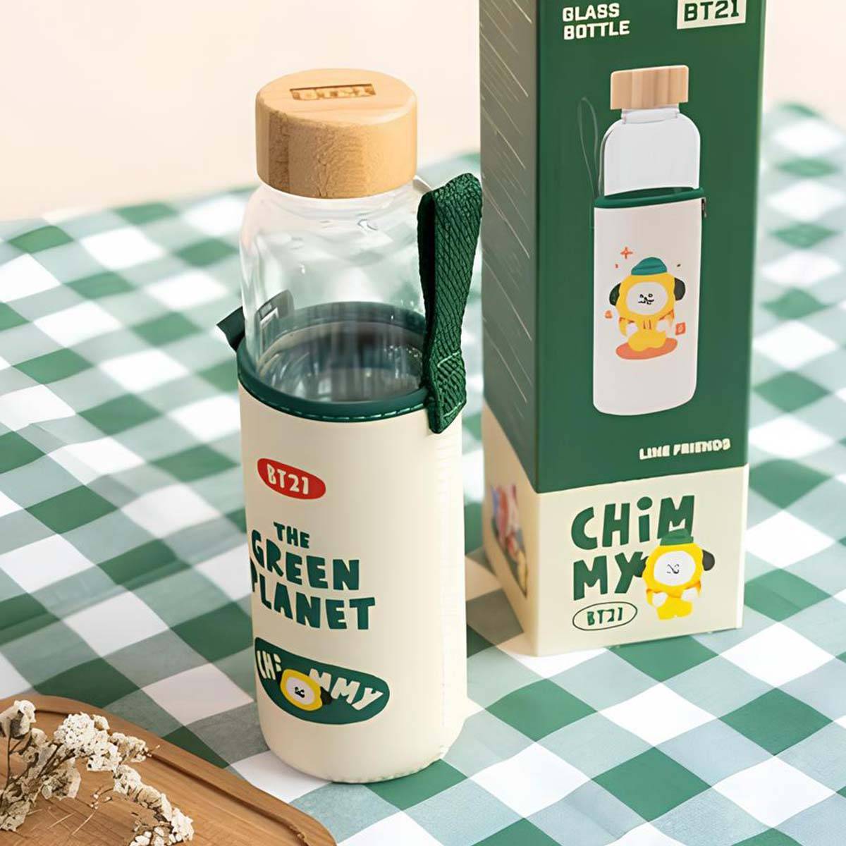 Gourde en Verre 500ml Réutilisable Motif CHIMMY avec Étui-3
