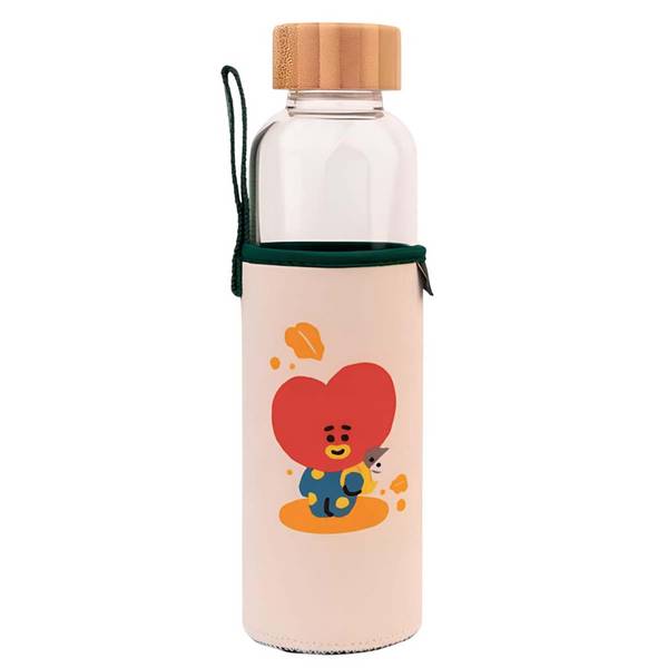 Gourde en Verre 500ml Réutilisable Motif TATA avec Étui