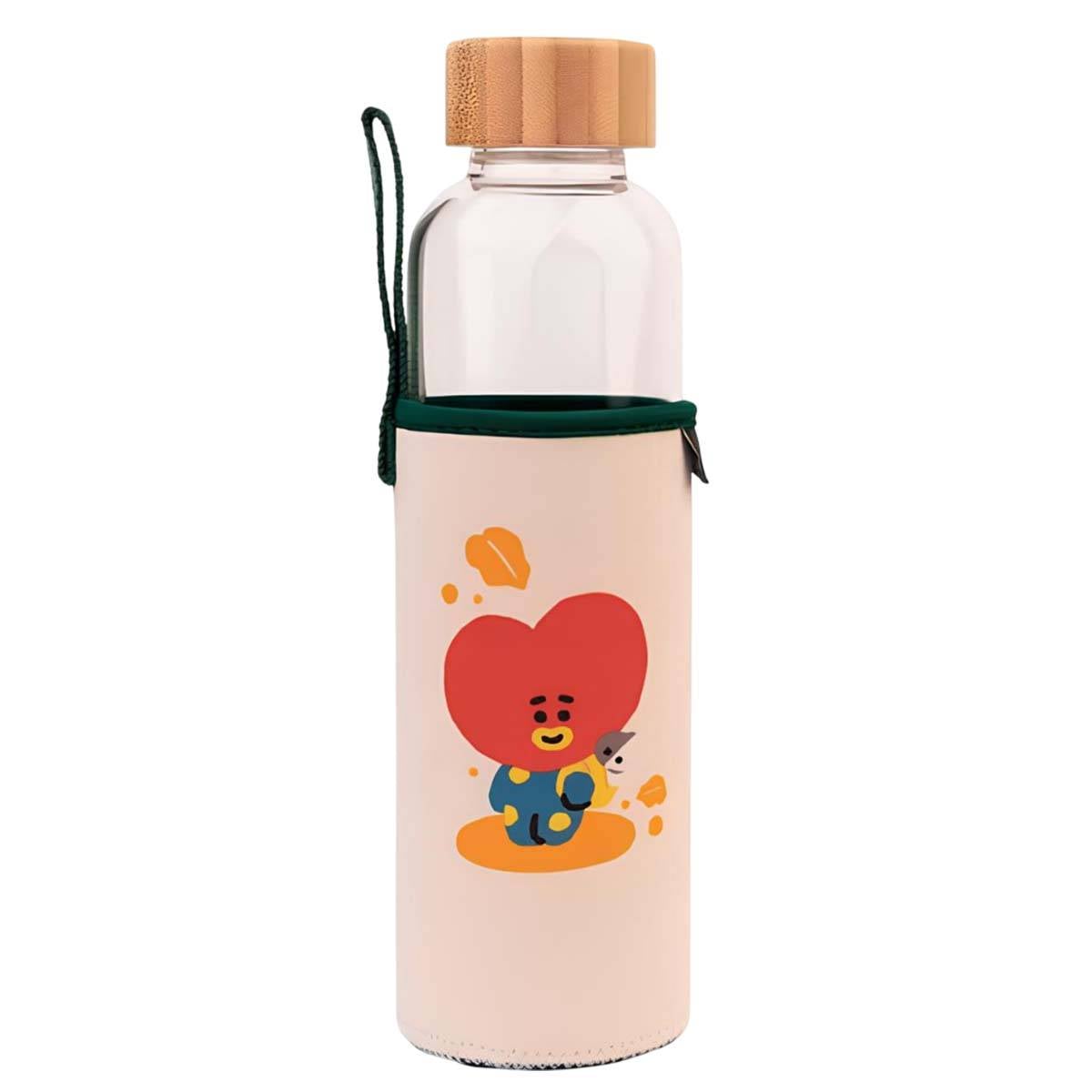 Gourde en Verre 500ml Réutilisable Motif TATA avec Étui-0