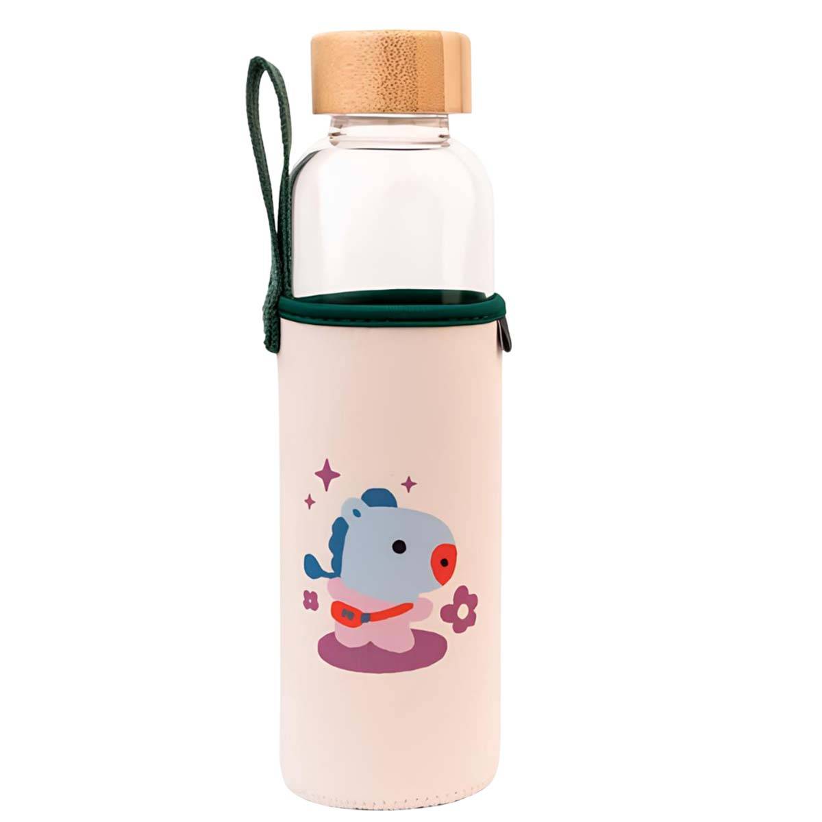 Gourde en Verre 500ml Réutilisable Motif MANG avec Étui-0