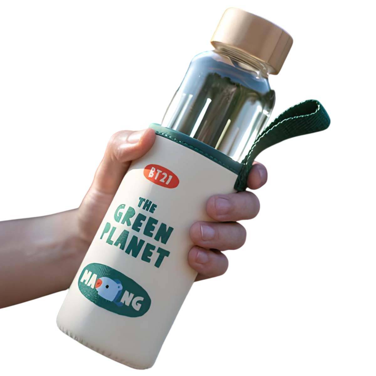 Gourde en Verre 500ml Réutilisable Motif MANG avec Étui-2