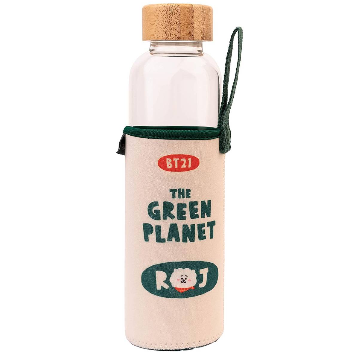 Gourde en Verre 500ml Réutilisable Motif RJ avec Étui-1