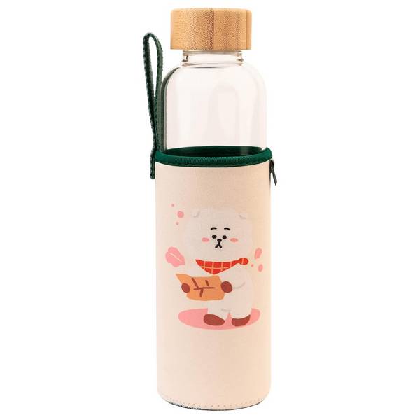 Gourde en Verre 500ml Réutilisable Motif RJ avec Étui