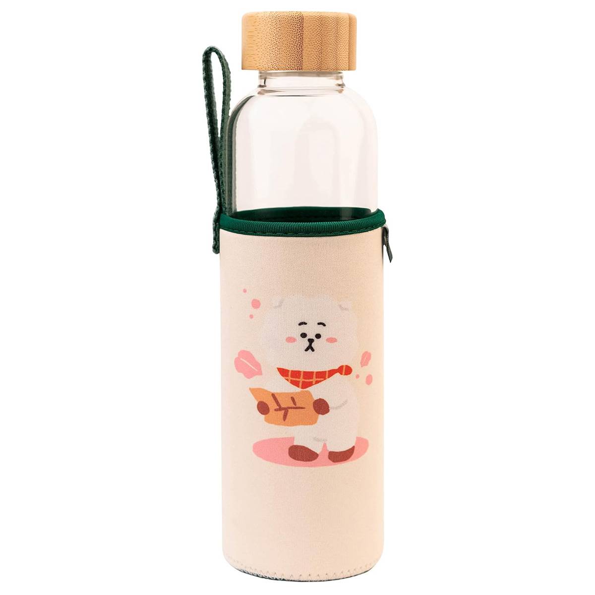 Gourde en Verre 500ml Réutilisable Motif RJ avec Étui-0