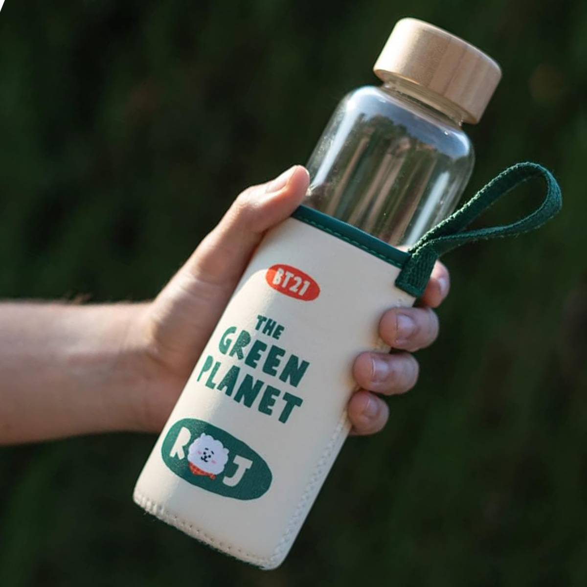 Gourde en Verre 500ml Réutilisable Motif RJ avec Étui-2