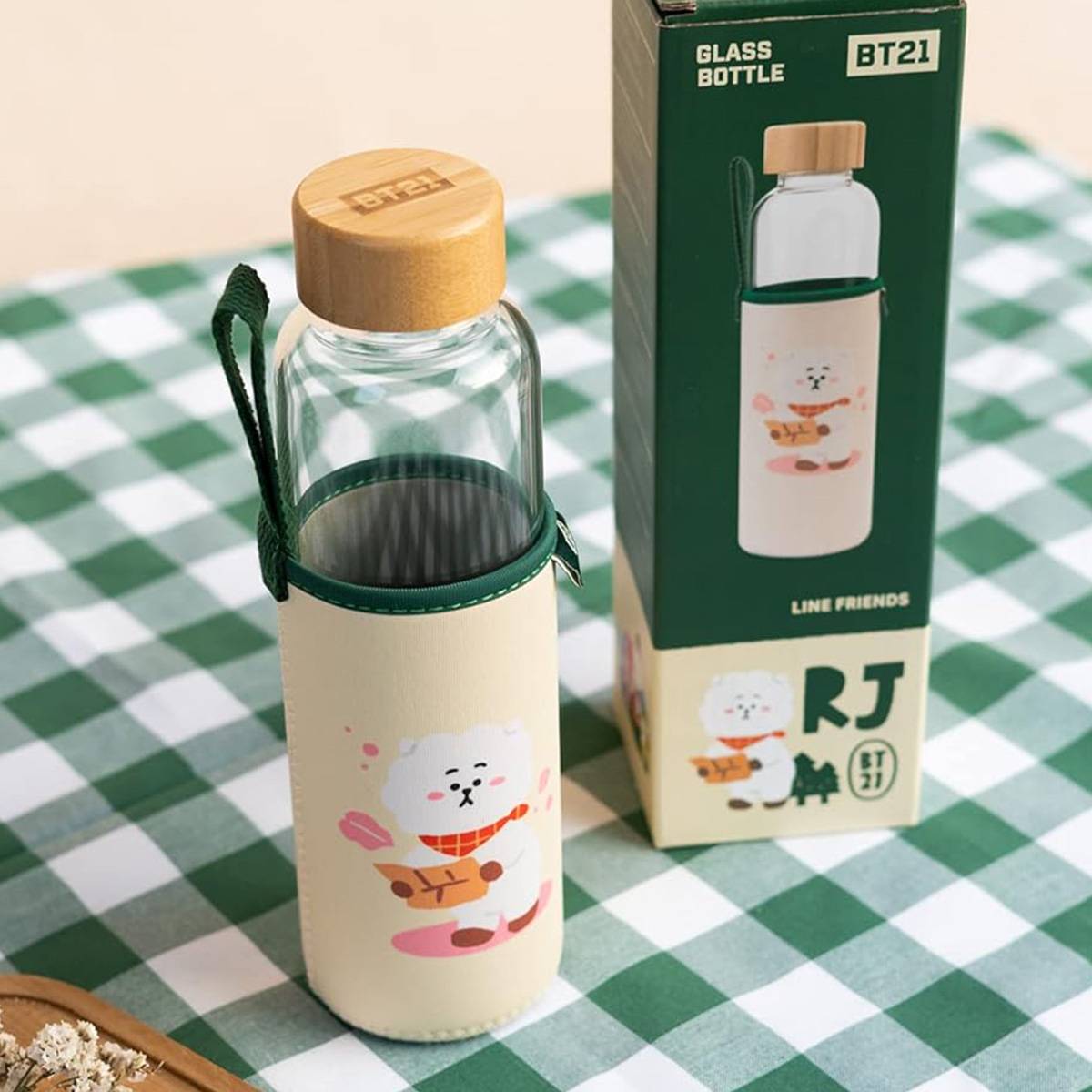 Gourde en Verre 500ml Réutilisable Motif RJ avec Étui-4