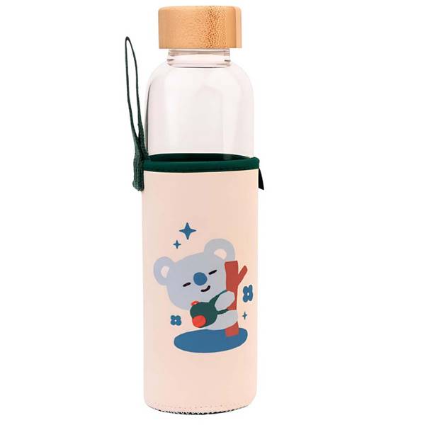 Gourde en Verre 500ml Réutilisable Motif KOYA avec Étui