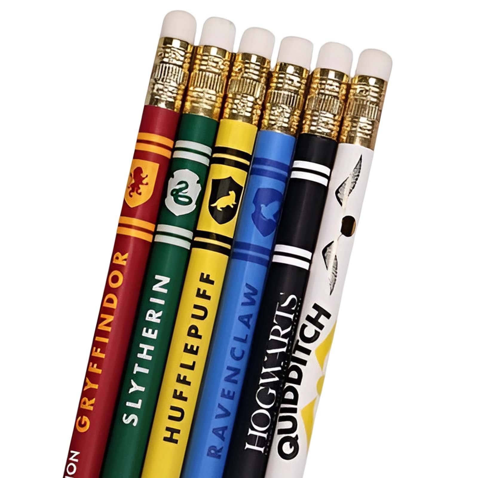 Set de 6 Crayons en Bois avec Gomme Maisons Poudlard-1