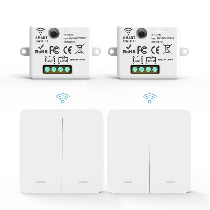Interrupteur Mural sans Fil Bouton Double avec 2 Récepteurs 220V 10A - SILAMP-2
