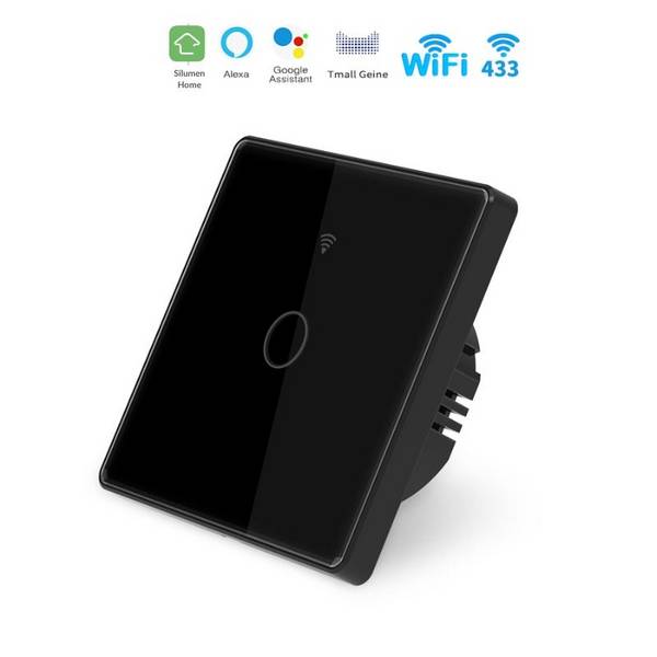 Interrupteur Mural Simple Connecté Wifi Tactile NOIR - Silumen Home - SILAMP