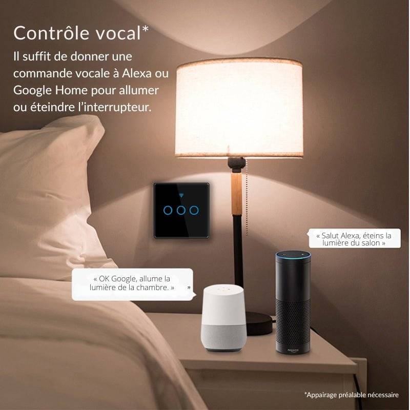 Interrupteur Mural Double Connecté Wifi Tactile BLANC - Silumen Home - SILAMP-4