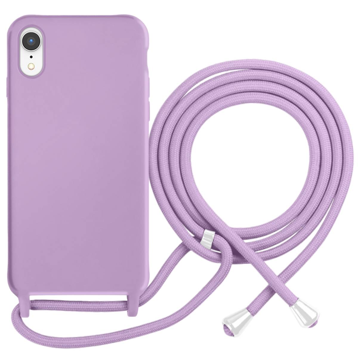 Coque pour iPhone XR en TPU Premium Color Lace avec Cordon Tour de Cou-0