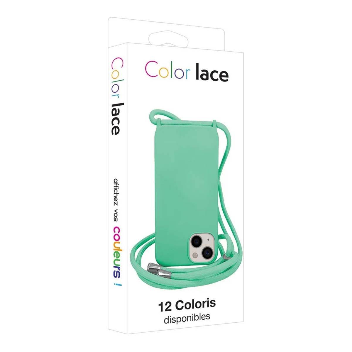 Coque pour iPhone 14 en TPU Premium Color Lace avec Cordon Tour de Cou-3