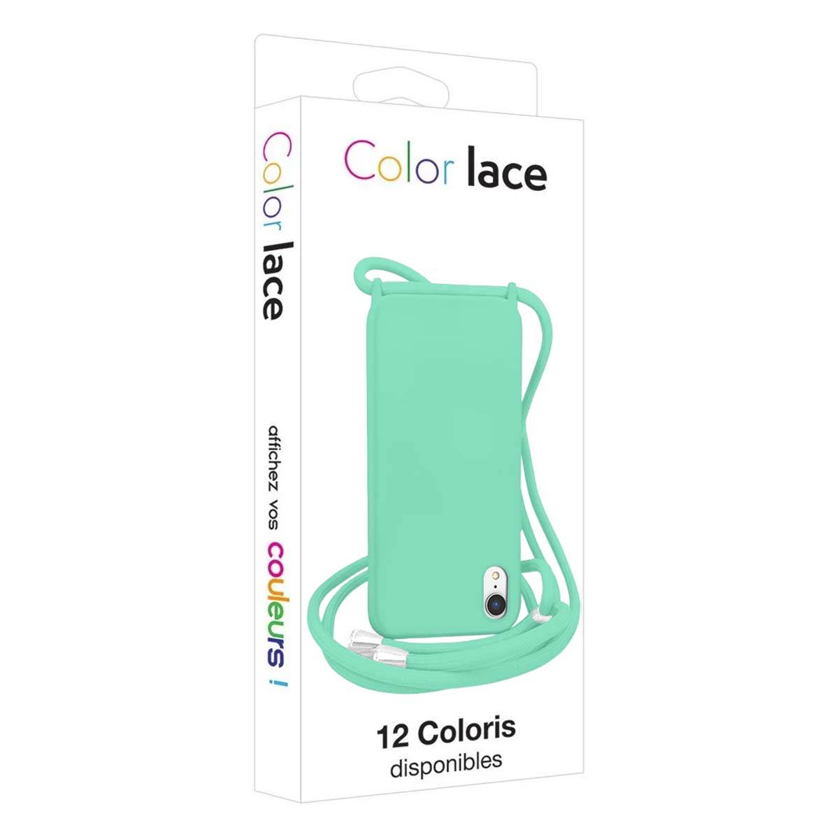 Coque pour iPhone XR en TPU Premium Color Lace avec Cordon Tour de Cou-4