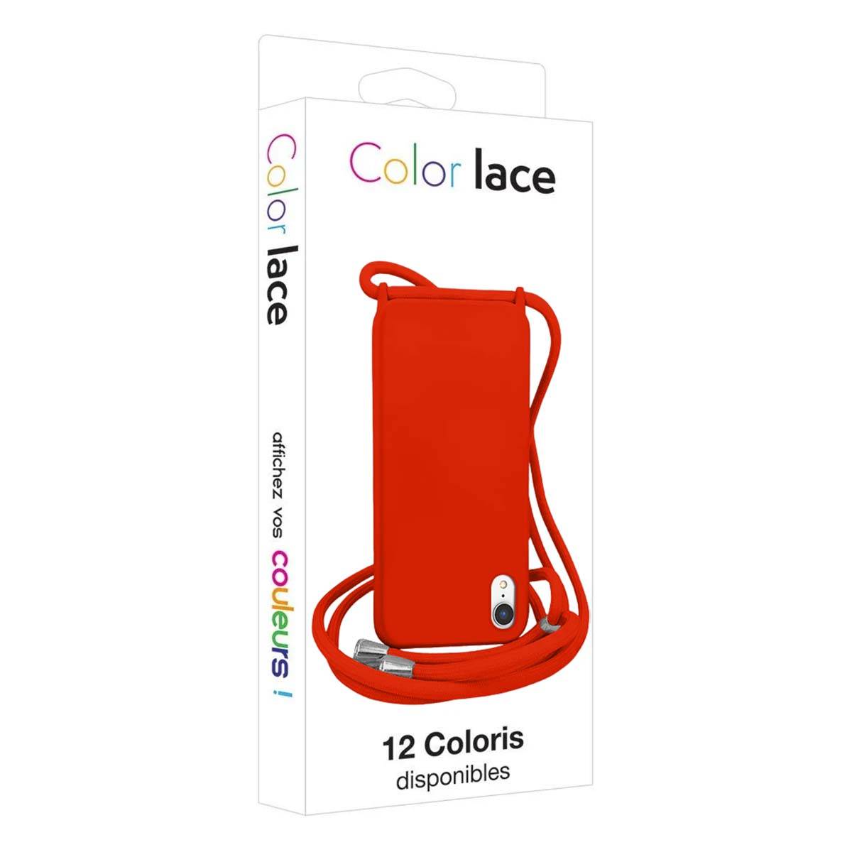 Coque pour iPhone XR en TPU Premium Color Lace avec Cordon Tour de Cou-4