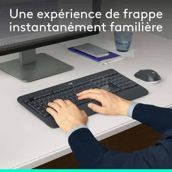 Logitech 920-008676, Sans fil, RF sans fil, Clavier à membrane, AZERTY, Noir, Blanc, Souris incluse-1