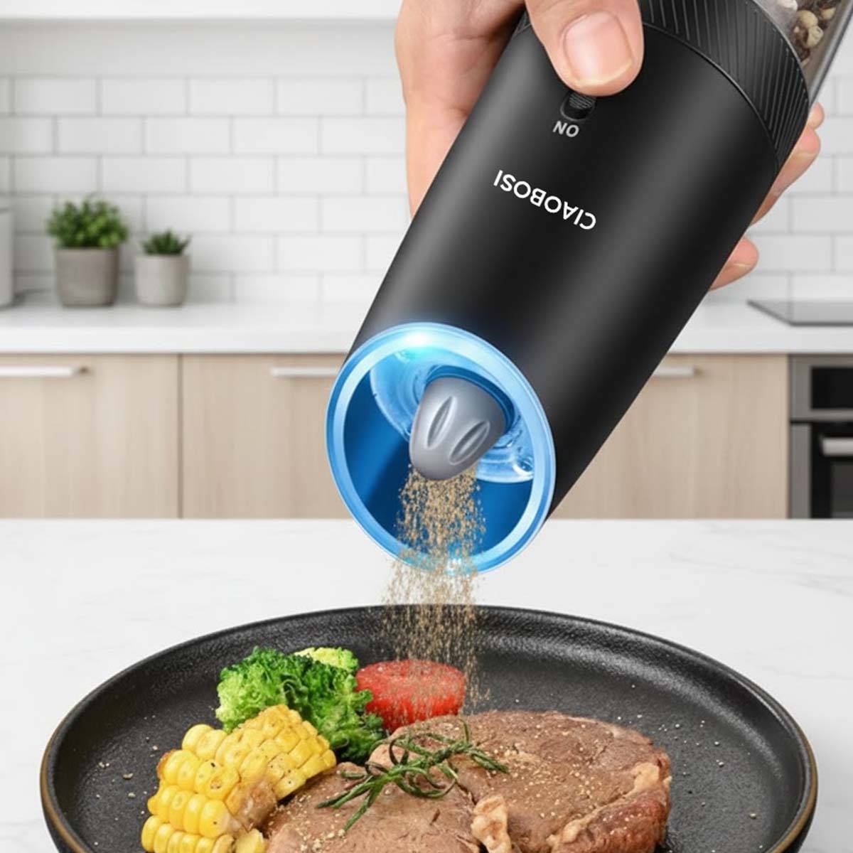 Moulin Électrique Rechargeable à Gravité pour Poivre et Sel-1