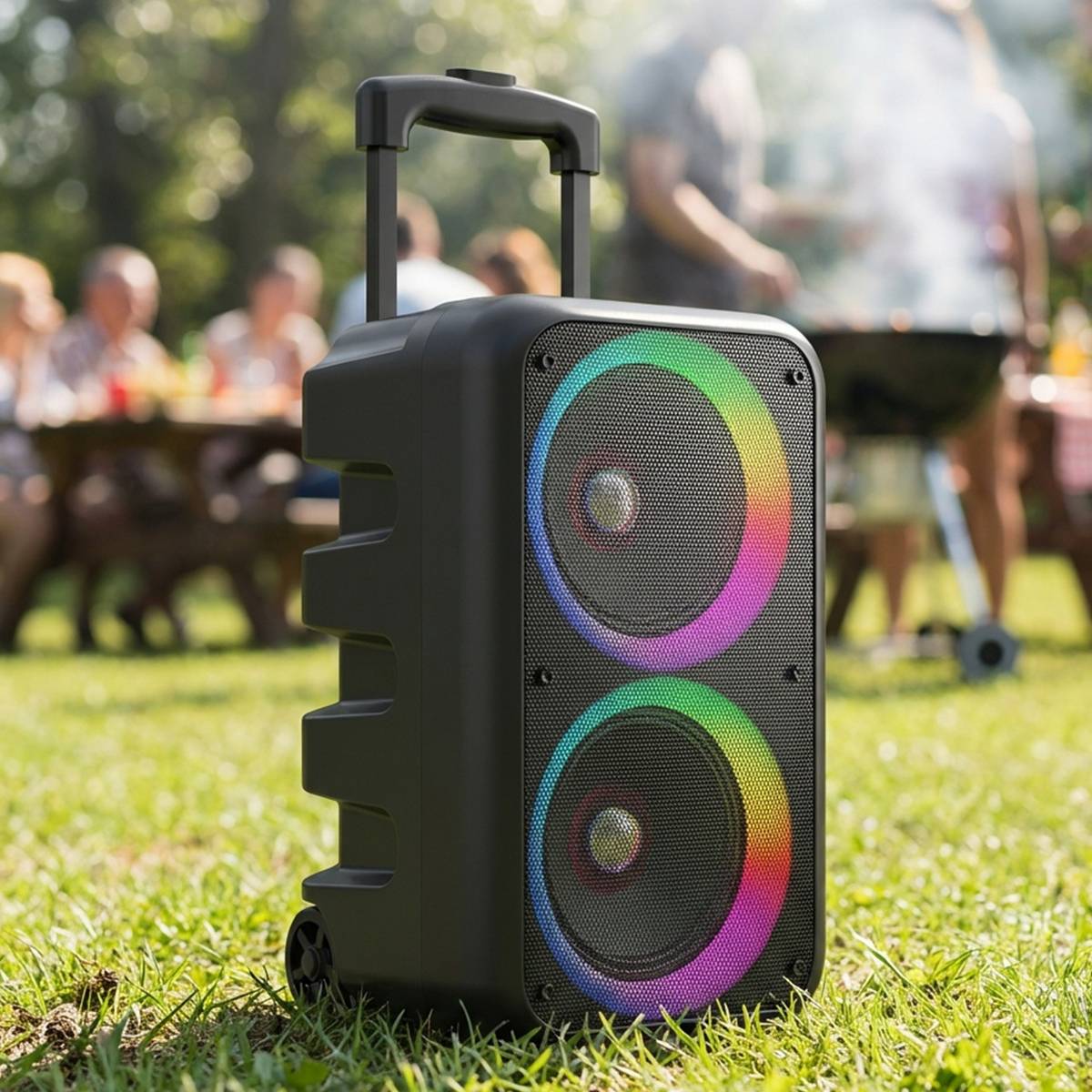 Enceinte Bluetooth Portable 41×26cm Lumineuse 2x Haut-parleurs 5W avec Micro-3