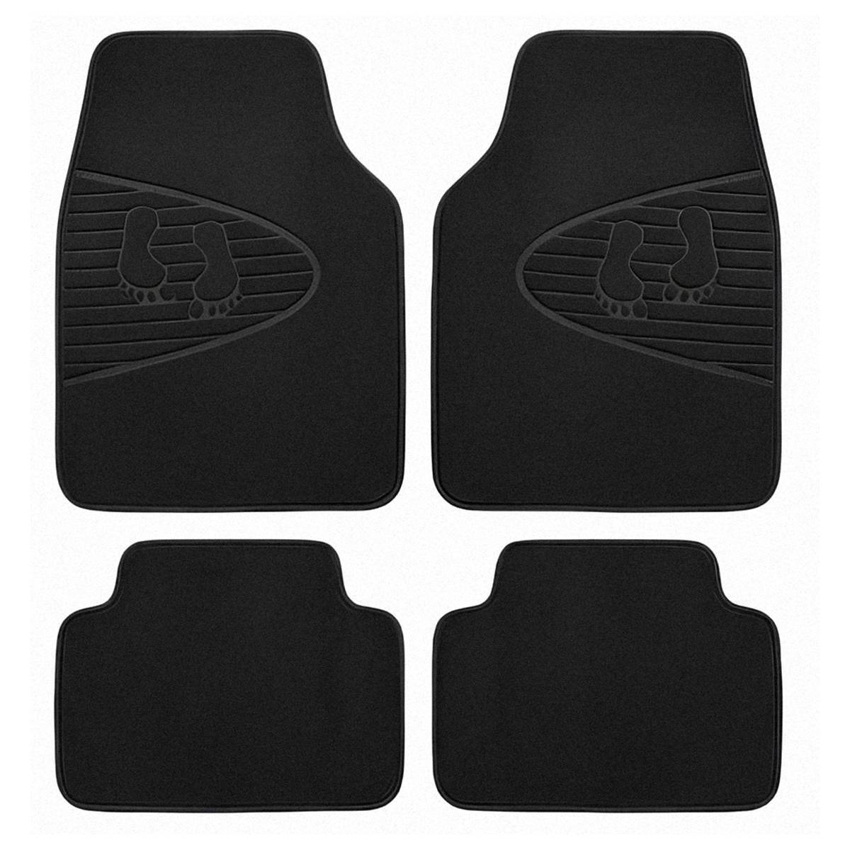 Ensemble de Tapis de Sol Automobile Universels 4 pièces en PVC Floqué 41×64cm-0