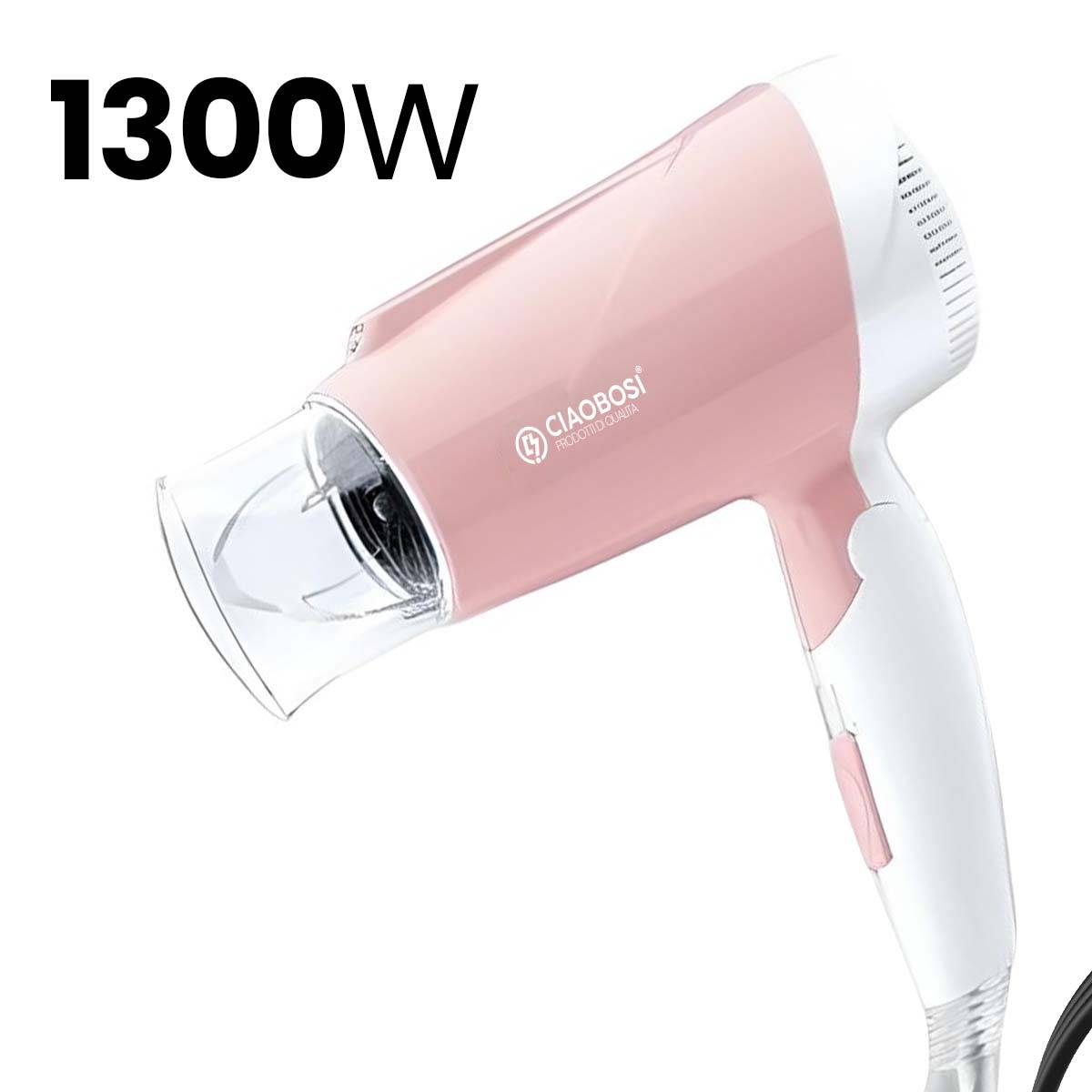 Sèche-Cheveux Ionique Compact 1300W avec 3 Réglages et Séchage Rapide-4